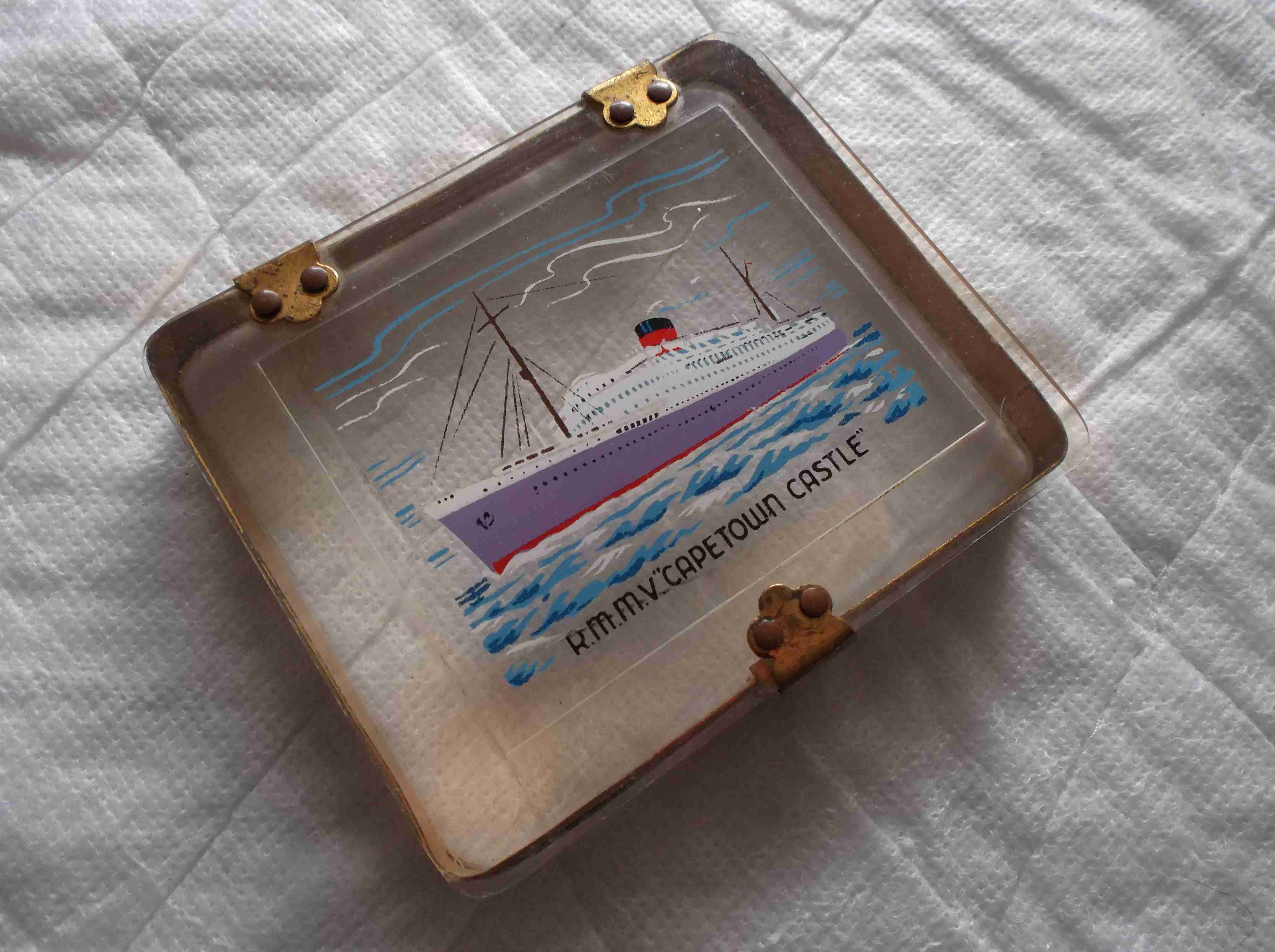 SOUVENIR CIGARETTE CASE SHOWING THE RMMV CAPETOWN CASTLE